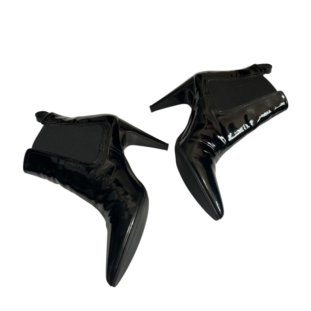 Robert Clergerie Black Patent Leather Pointed Toe Chelsea Bootie Heels Womens 39 - Picture 3 of 14